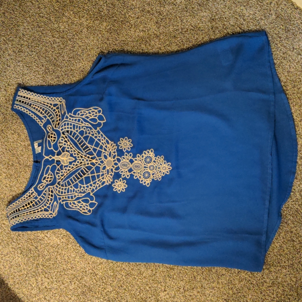 Periwinkle Tank with Peephole Lace